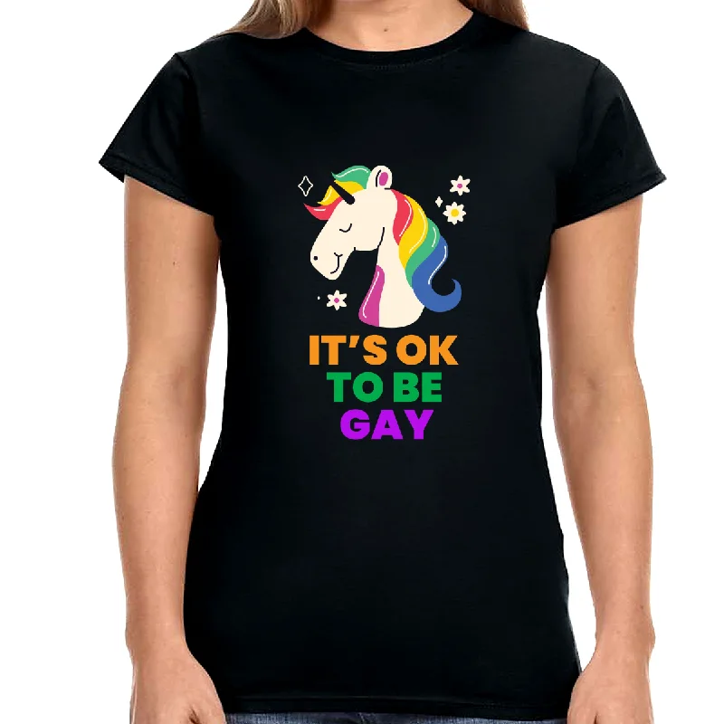 It's OK to Be Gay LGBTQ Be Gay Pride LGBT Rainbow Flag Gay Shirts for Women Lace Blend Ribbed Blend Corduroy Blend