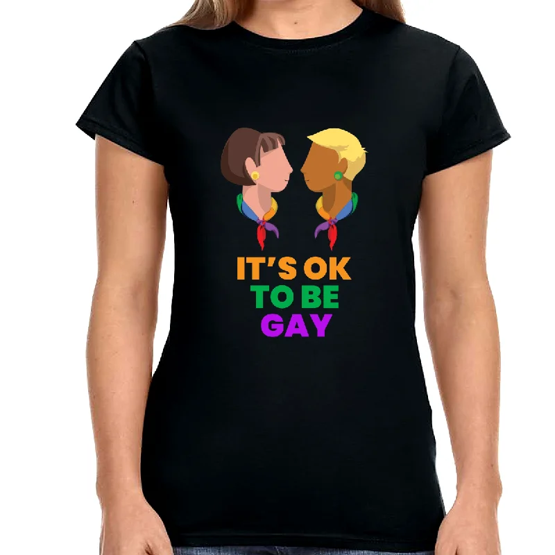 It's OK to Be Gay LGBTQ Flag Lesbian Gay Pride Month LGBT Shirts for Women Chenille Blend Fleece Blend Nylon Blend