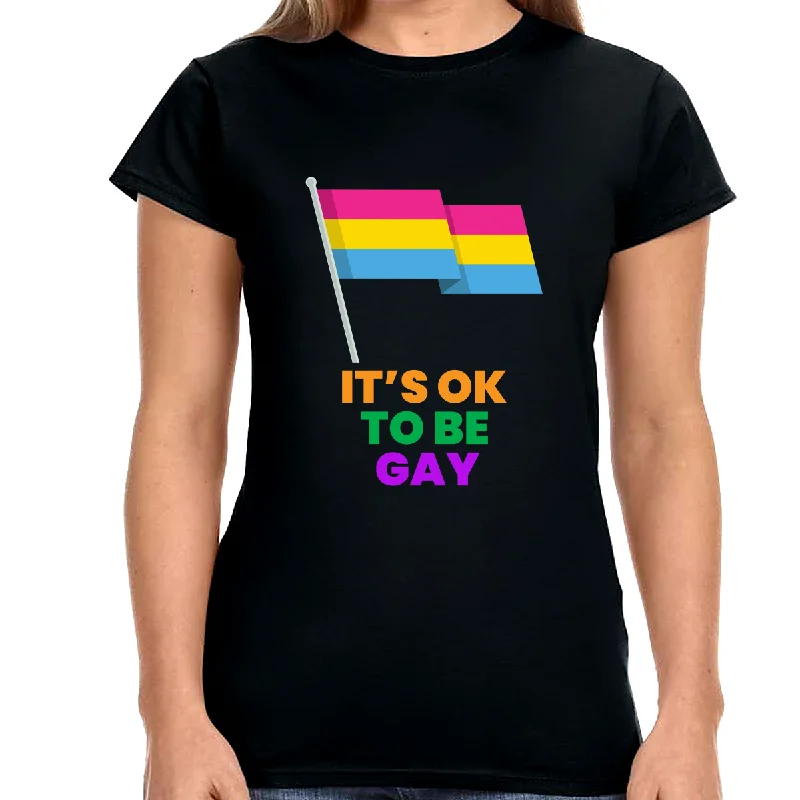 It's OK to Be Gay LGBTQ Flag Lesbian Gay Pride Month Rainbow Shirts for Women Cashmere Blend Cotton Blend Poly Blend