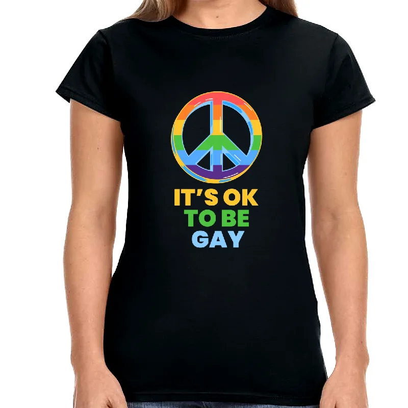 It's OK to Be Gay Pride Ally LGBT Pride Rainbow Lesbian Gay Womens Shirts Real Fur Shearling Chenille