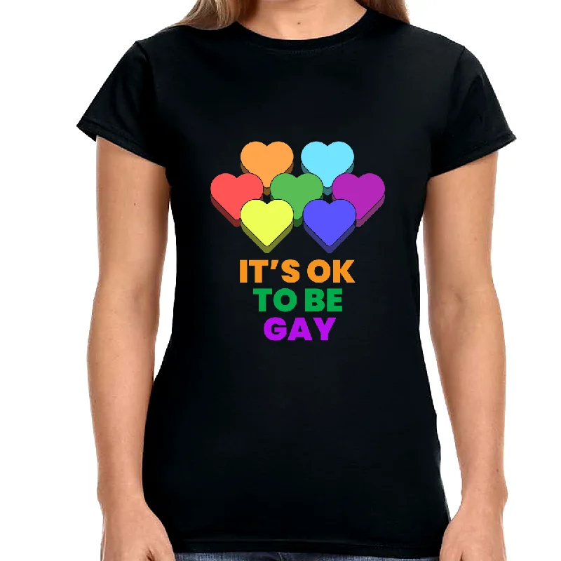 It's OK to Be Gay Pride Month Pride Day Rainbow Lesbian Gay Shirts for Women Chenille Blend Fleece Blend Nylon Blend
