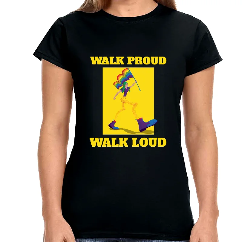 LGBT Pride Month Walk Proud Walk Loud Pride Day Parade Shirts for Women Oversized T-Shirt Spandex breathable LGBT Pride Month Walk Proud Walk Loud Pride Day Parade Shirts for Women Oversized T-Shirt Spandex breathable