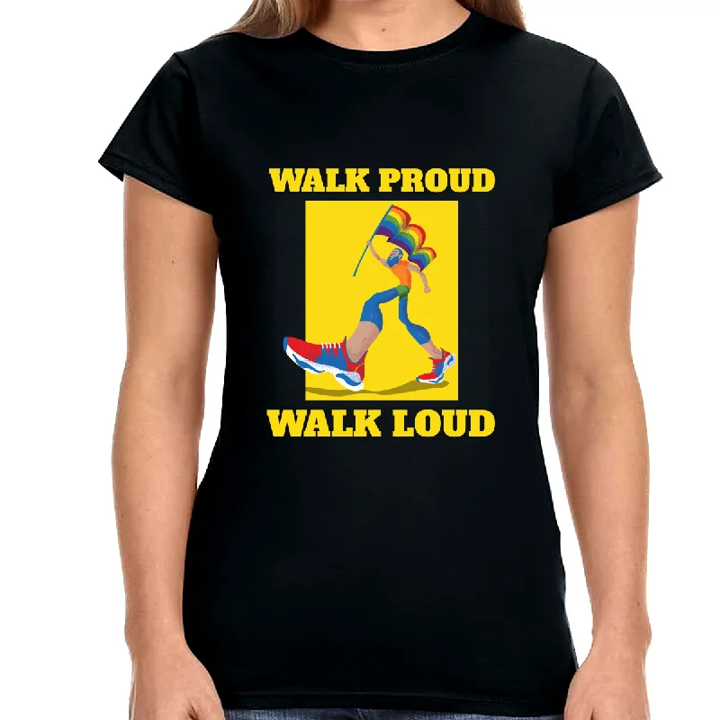 LGBT Pride Walk Proud Walk Loud Pride Day Parade Queer Pride Womens Shirts V-Neck T-Shirt Long Sleeve Cotton LGBT Pride Walk Proud Walk Loud Pride Day Parade Queer Pride Womens Shirts V-Neck T-Shirt Long Sleeve Cotton