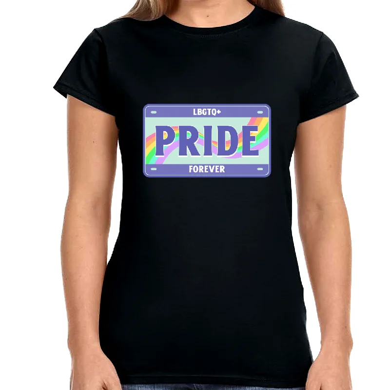 LGBTQ+ Forever Rainbow Shirt Lesbian Gay Pride Shirt Rainbow Shirts for Women Collared T-Shirt Boat Neck A-Line