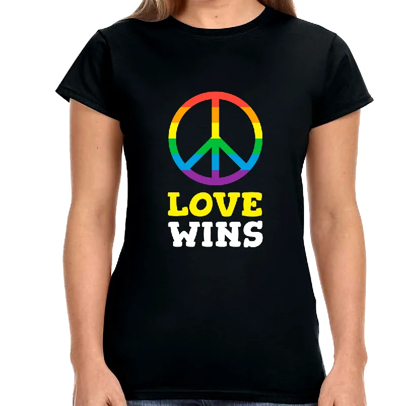 Love Wins LGBT Pride Rainbow Flag Gay Lesbian Pride Ally Shirts for Women Hooded Caped Shawl Collar