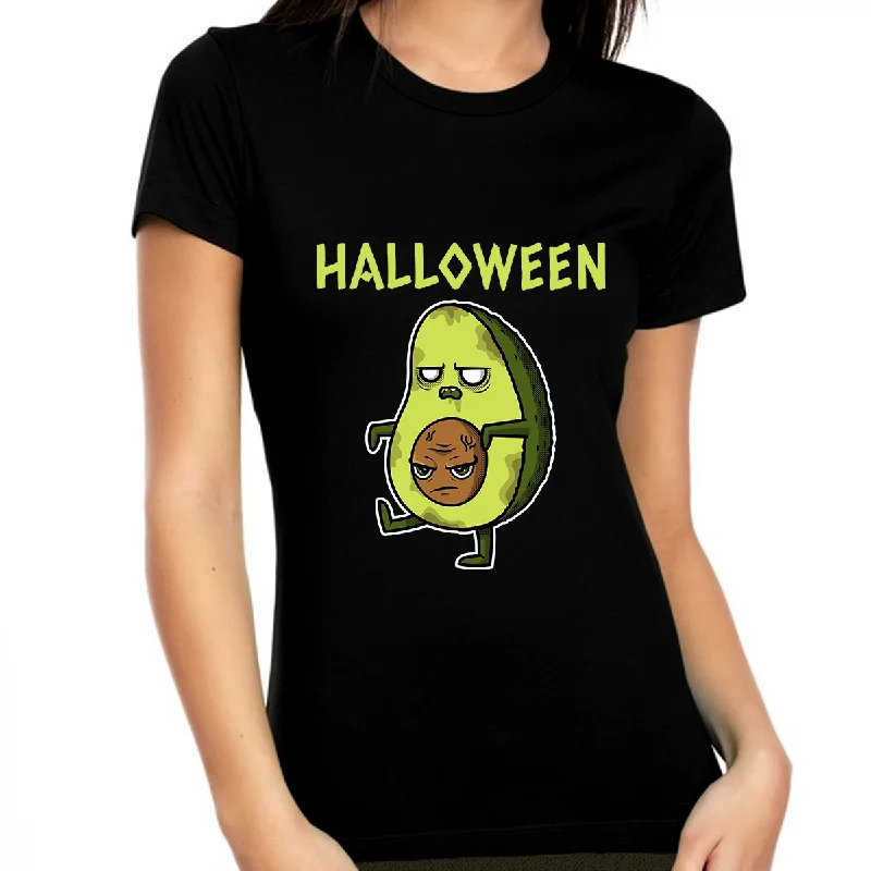 Mad Avocado Halloween Shirts for Women Zombie Avocado Womens Halloween Shirts Halloween Clothes for Women Front Pockets Side Pockets Patch Pockets