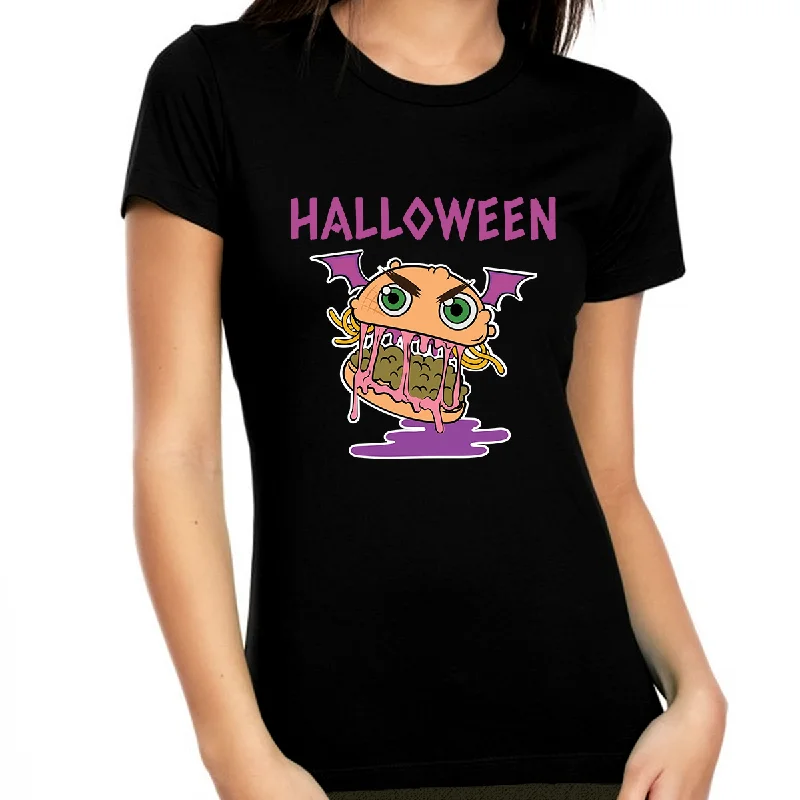 Mad Burger Womens Halloween Shirts Halloween Tops Spooky Food Womens Halloween Shirts Halloween Costumes Hooded Caped Shawl Collar