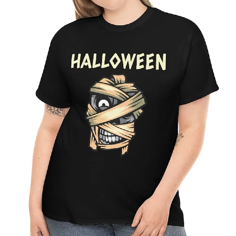 Mad Mummy Skull Halloween Shirts for Women Plus Size 1X 2X 3X 4X 5X Skull Plus Size Halloween Costumes for Women Fleece Nylon Spandex