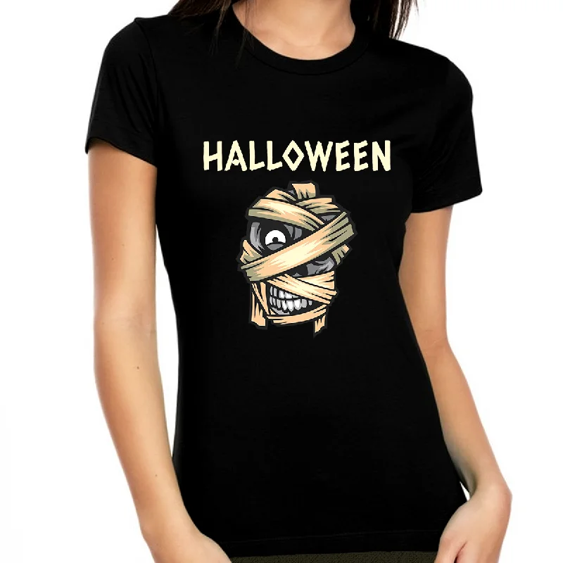 Mad Mummy Skull Halloween Shirts for Women Skull Shirts Womens Halloween Shirts Halloween Clothes for Women Print Jacquard Patchwork