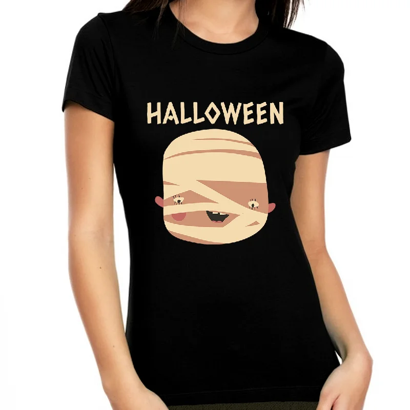 Mummy Halloween Shirts for Women Halloween Tops Cute Womens Halloween Shirts Halloween Clothes for Women Terry Blend Velvet Blend Canvas Blend