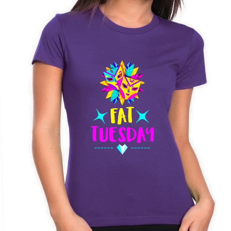 New Orleans Mardi Gras Shirts for Women Funny Fat Tuesday Shirt NOLA Shirt Mask Mardi Gras Outfit for Women Striped Floral Plaid