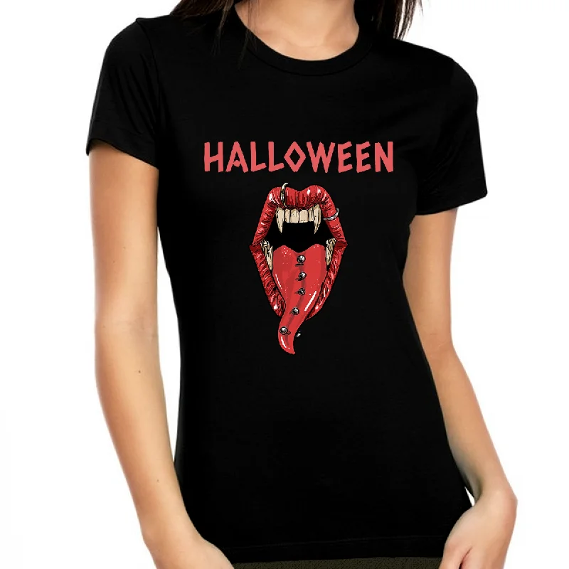 Piercings Spooky Halloween T Shirts for Women Halloween Shirts for Women Halloween Tops for Women Fleece Nylon Spandex