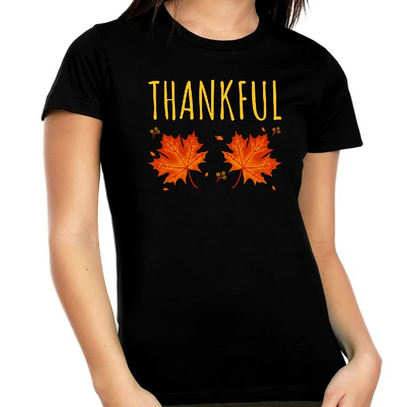 Plus Size Fall Tops for Women Fall Clothes for Women Thanksgiving Shirt Plus Size Thankful Shirts for Women Ribbed Striped Patterned