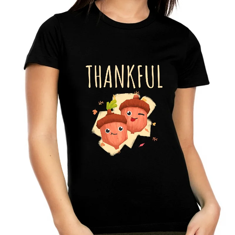 Plus Size Thanksgiving Shirts for Women 1X 2X 3X 4X 5X Thanksgiving Gift Cute Acorns Fall Thanksgiving Shirt Rayon Fabric Velvet Fabric Corduroy Fabric