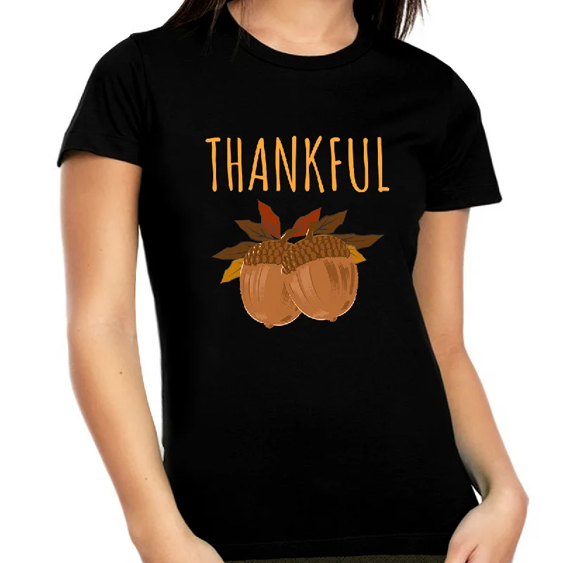 Plus Size Womens Thanksgiving Shirt Fall Acorn Shirt Fall Shirt Thanksgiving Shirts for Women Plus Size Fleece Fabric Down Fabric Feather Fabric
