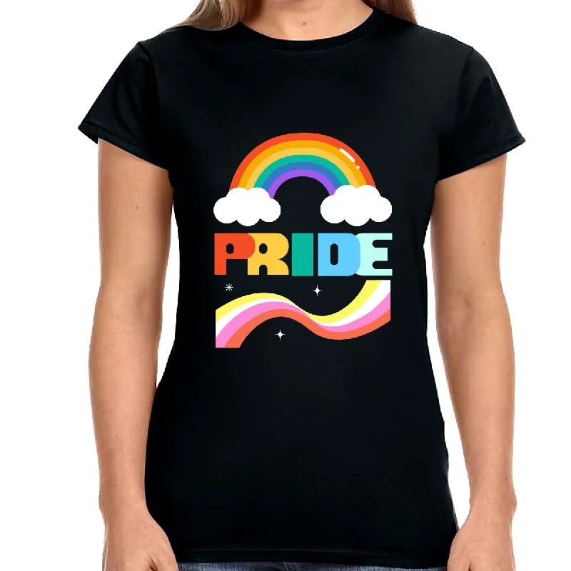 Pride LGBT Flag Lesbian Pride Month Transgender Gay Rainbow Shirts for Women Machine Wash Dry Clean Hand Wash