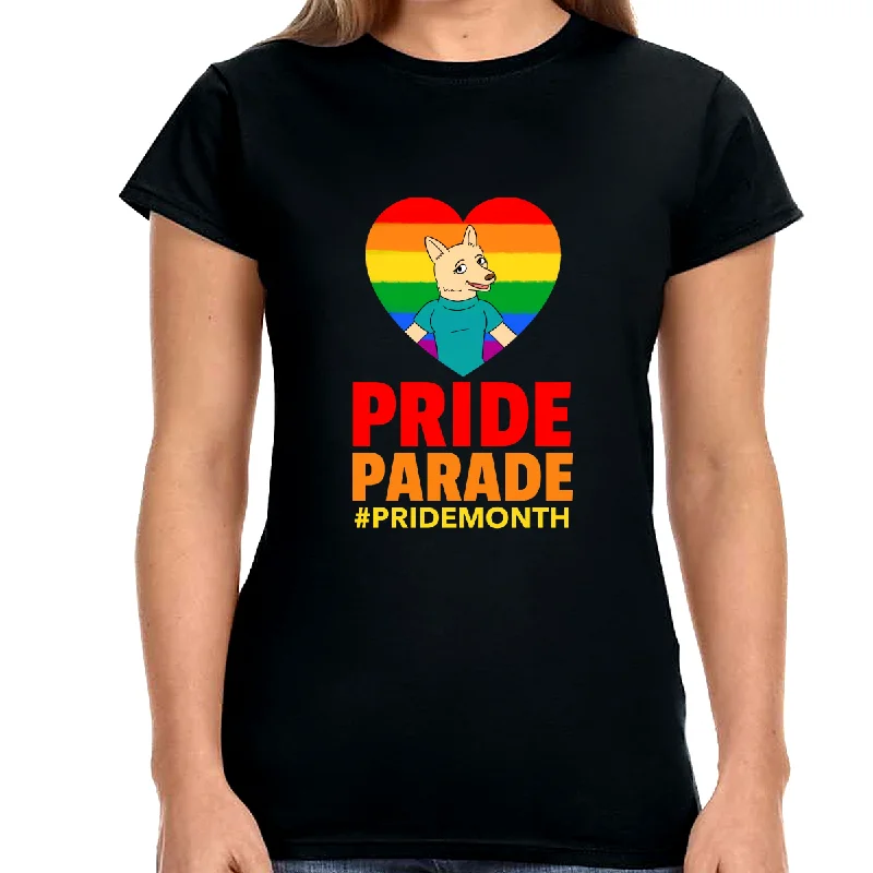 Pride Parade LGBT Flag Gay Pride Month Rainbow Lesbian Womens Shirts Collared Crew Neck Turtle Neck