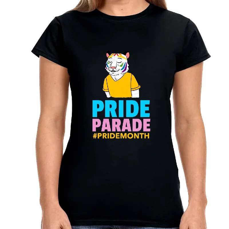 Pride Parade LGBT Pride Rainbow Flag Lesbian Gay Pride Ally Shirts for Women Notch Collar Peter Pan Collar Cowl Neck
