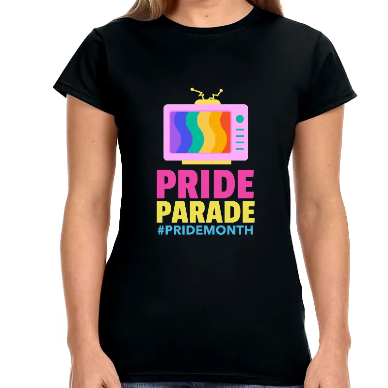 Pride Parade LGBTQ Ally Gay Pride Tshirt Gay Lesbian Pride Women Tops Ribbed Striped Patterned