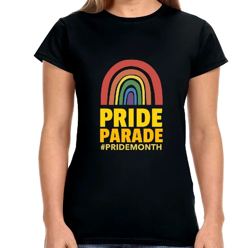 Pride Parade LGBTQ Flag Gay Pride Day Rainbow Lesbian Shirts for Women Basic T-Shirt Crew Neck Short Sleeve