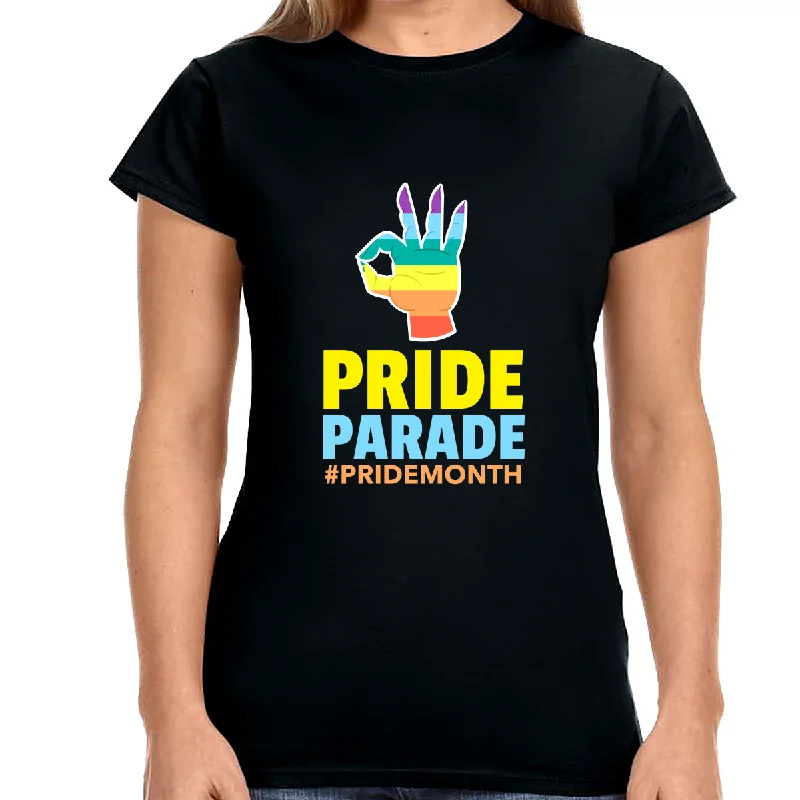 Pride Parade LGBTQ Love Print LGBT Equality Pride Day Parade Shirts for Women Fitted T-Shirt Seamless Stretchy