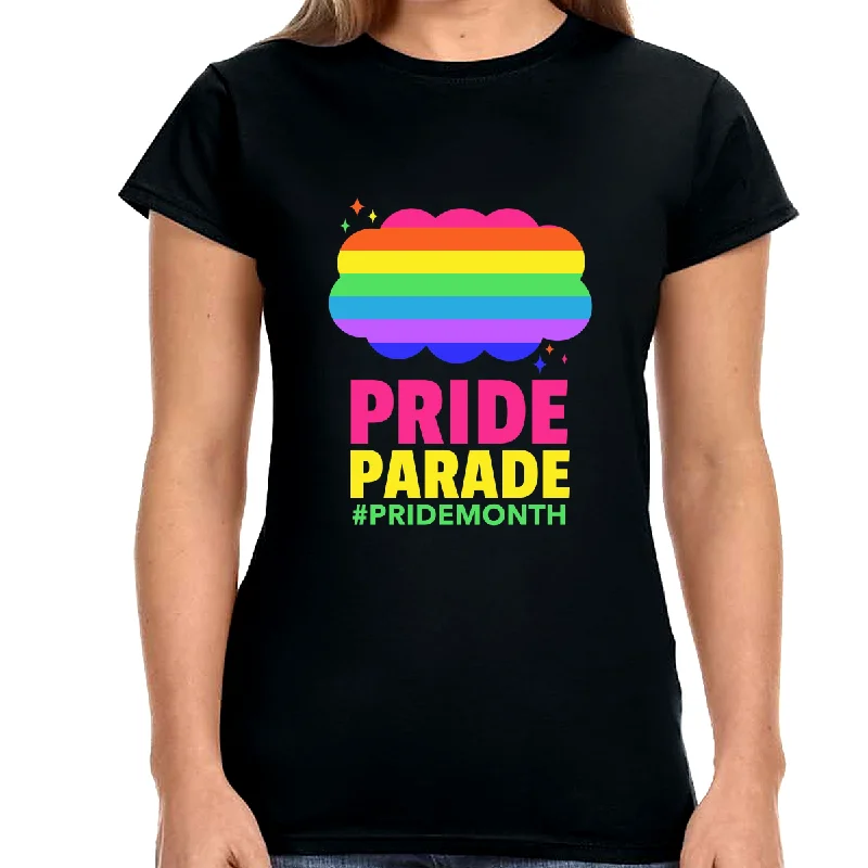 Pride Parade LGBTQ Pride Rainbow Flag Lesbian Gay Pride Ally Womens T Shirts Oversized T-Shirt Spandex breathable