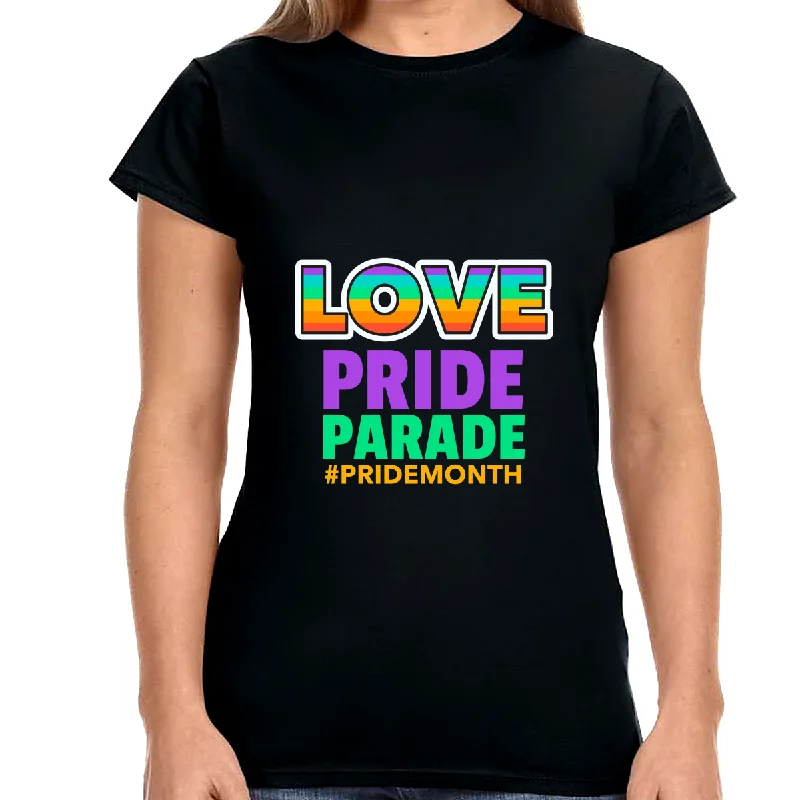 Pride Parade Shirt LGBT Pride Shirt Rainbow Graphic Tees Gay Shirts for Women Graphic Embroidered Appliqued
