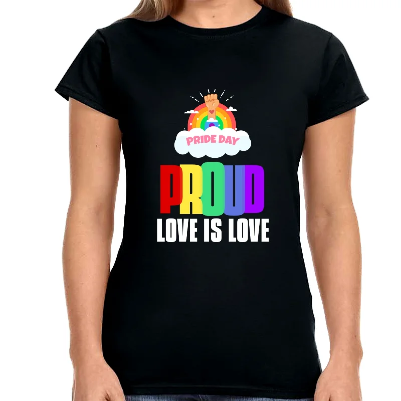 Proud LGBT Love is Love Lesbian Gay LGBT Rainbow Gay Pride Shirts for Women Fleece Fabric Down Fabric Feather Fabric