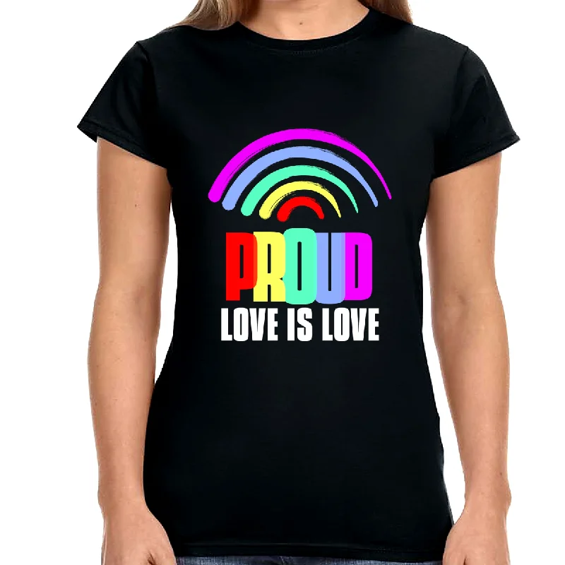 Proud LGBT Shirt Love is Love Shirt LGBTQ Gay Lesbian LGBT Women Tops Houndstooth Herringbone Solid
