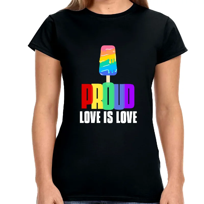 Proud LGBT Shirt Love is Love Shirt LGBTQ Pride Gay Lesbian Women Tops Zippered Front Buttoned Front Snap Front