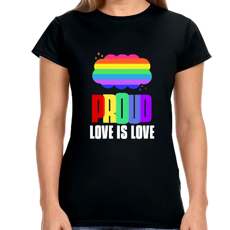 Proud LGBT Shirt Love is Love Shirt Rainbow Flag Gay Lesbian Shirts for Women Wool Fabric Cashmere Fabric Tweed Fabric