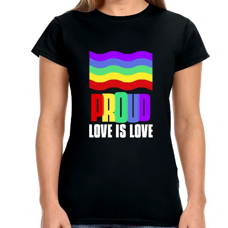 Proud LGBT Shirt Love is Love Shirts Gay Pride Month Rainbow Womens Shirts Striped Floral Plaid