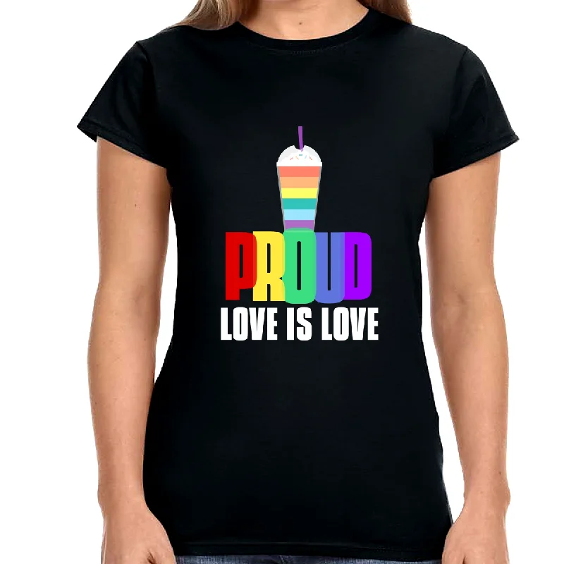 Proud LGBT Shirt Love is Love TShirt LGBTQ Pride Lesbian Gay Shirts for Women Front Pockets Side Pockets Patch Pockets
