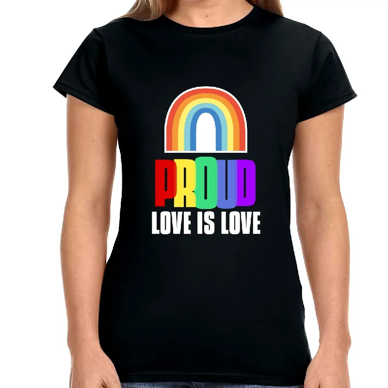 Proud LGBT Shirts Love is Love Shirt LGBT Pride Rainbow Gay Women Tops Knit Fabric Woven Fabric Fleece Fabric