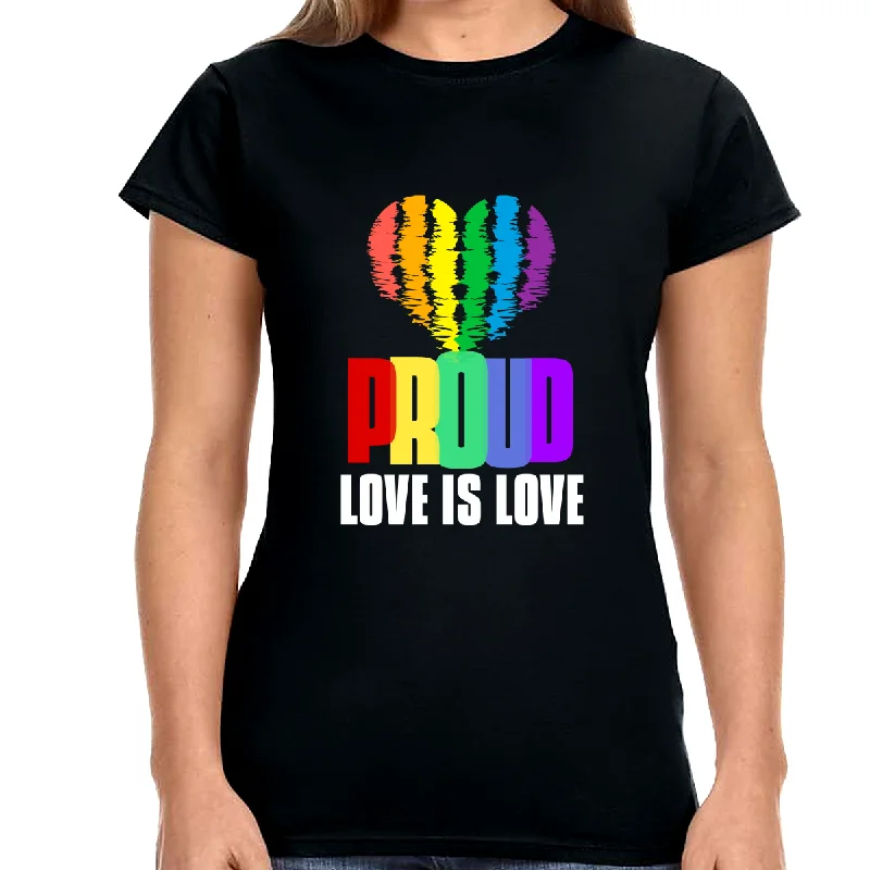 Proud LGBT TShirt Love is Love Shirt Equality Human Rights Shirts for Women Welt Pockets Slit Pockets Flap Pockets