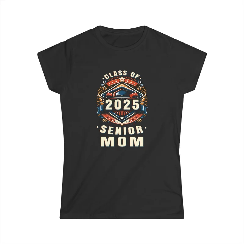 Proud Mom Class of 2025 Mom 2025 Graduate Senior Mom 2025 Shirts for Women Jersey Fabric Tulle Fabric Batik Fabric
