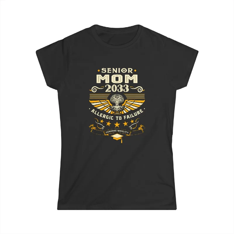 Proud Senior Mom Shirt Class of 2033 Decorations 2033 Women Shirts Houndstooth Herringbone Solid