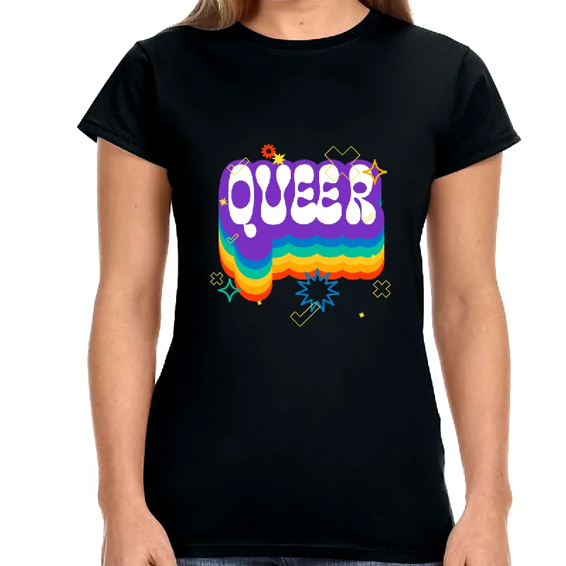 Queer Tshirt Gay LGBTQ Flag Lesbian Gay Pride Month Rainbow Womens T Shirts Fleece Nylon Spandex Queer Tshirt Gay LGBTQ Flag Lesbian Gay Pride Month Rainbow Womens T Shirts Fleece Nylon Spandex
