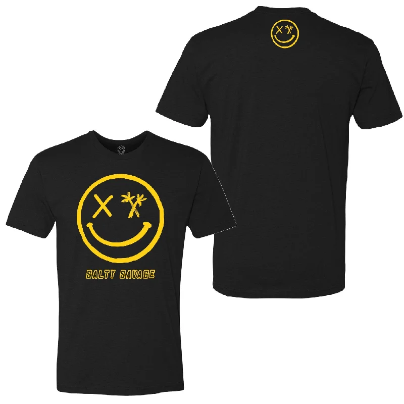 Salty Savage Unisex "Digital Spliced Smile" Tee | Yellow Rayon Velvet Corduroy
