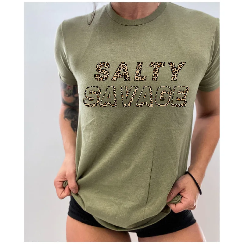 Salty Savage Unisex "Leopard Print Edition" Tee Collared Crew Neck Turtle Neck