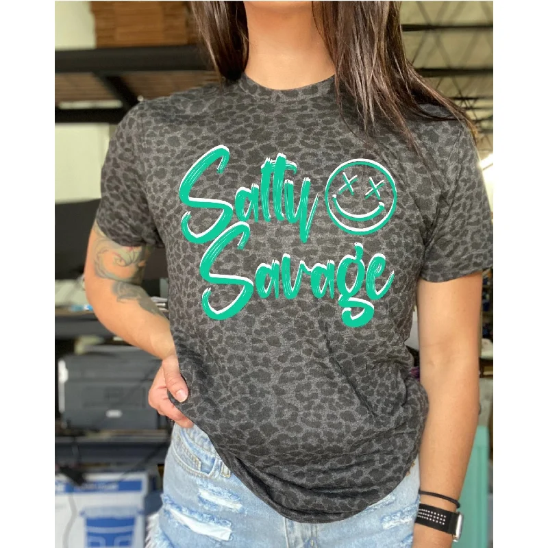 Salty Savage Unisex "Signature" Tee | SeaFoam Notch Collar Peter Pan Collar Cowl Neck