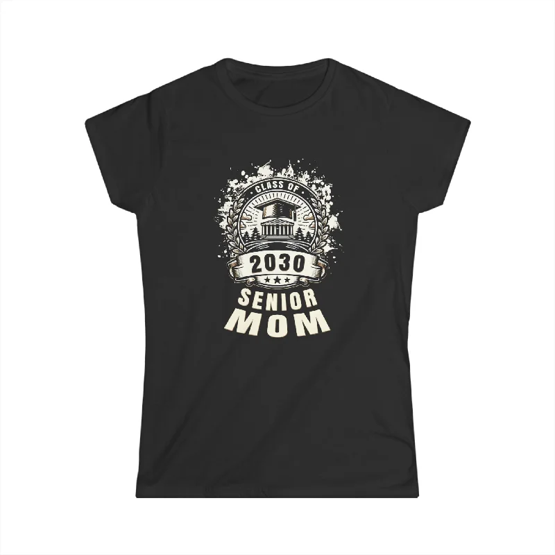 Senior 2030 Class of 2030 Seniors Graduation 2030 Senior Mom Womens T Shirt Print Jacquard Patchwork