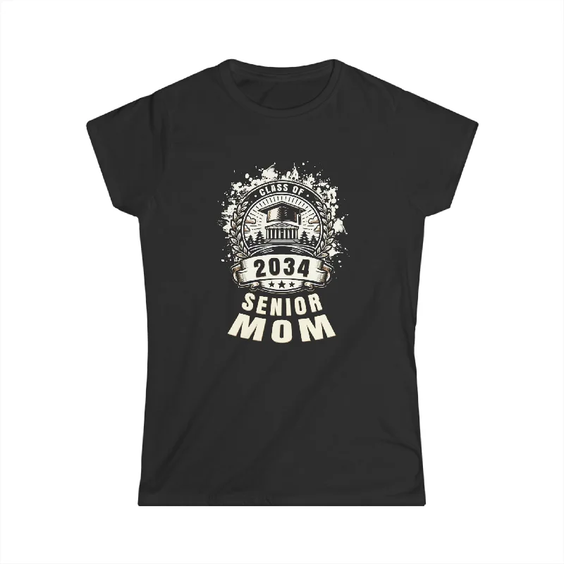 Senior 2034 Class of 2034 Seniors Graduation 2034 Senior Mom Women Shirts Graphic T-Shirt Round Neck Polyester Senior 2034 Class of 2034 Seniors Graduation 2034 Senior Mom Women Shirts Graphic T-Shirt Round Neck Polyester