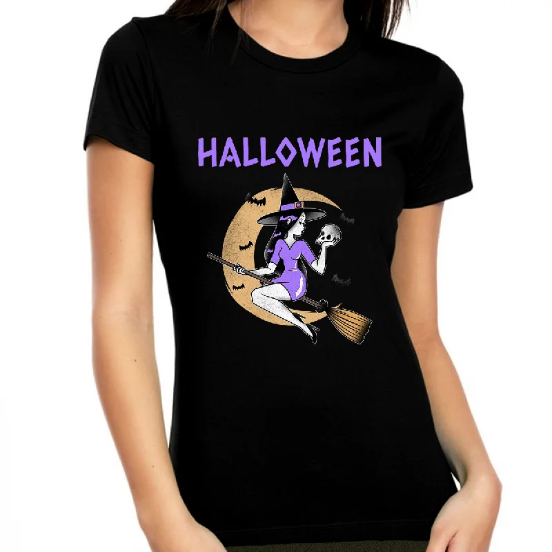 Sexy Witch Shirt Womens Halloween Shirts Cute Witch Halloween Shirts for Women Halloween Costumes for Women Lace Blend Ribbed Blend Corduroy Blend