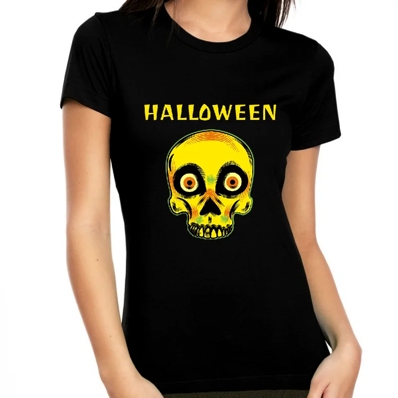 Skull Womens Halloween Shirts Skeleton Shirt Women Halloween Shirts for Women Halloween Tops for Women Zippered Front Buttoned Front Snap Front
