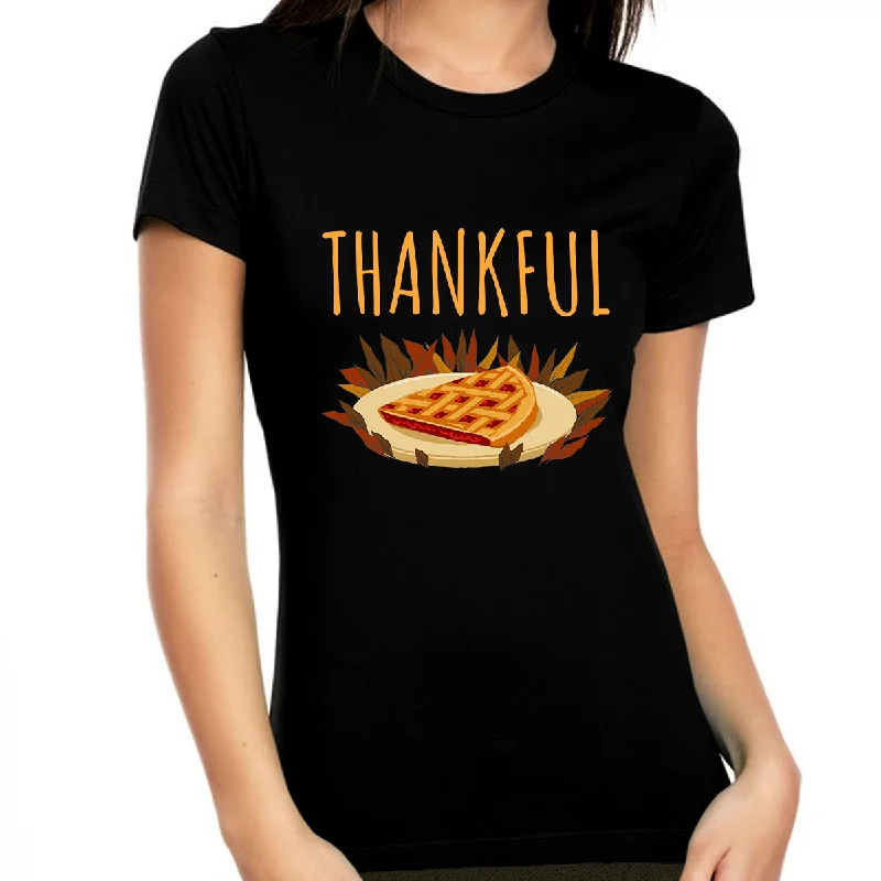 Thanksgiving Shirts for Women Funny Funny Thanksgiving Shirts Fall Tshirts for Women Thanksgiving Pie Shirt Fitted T-Shirt Seamless Stretchy