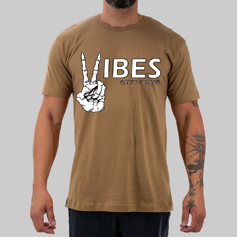 Unisex "Vibes" 100% Cotton Tee V-Neck T-Shirt Long Sleeve Cotton
