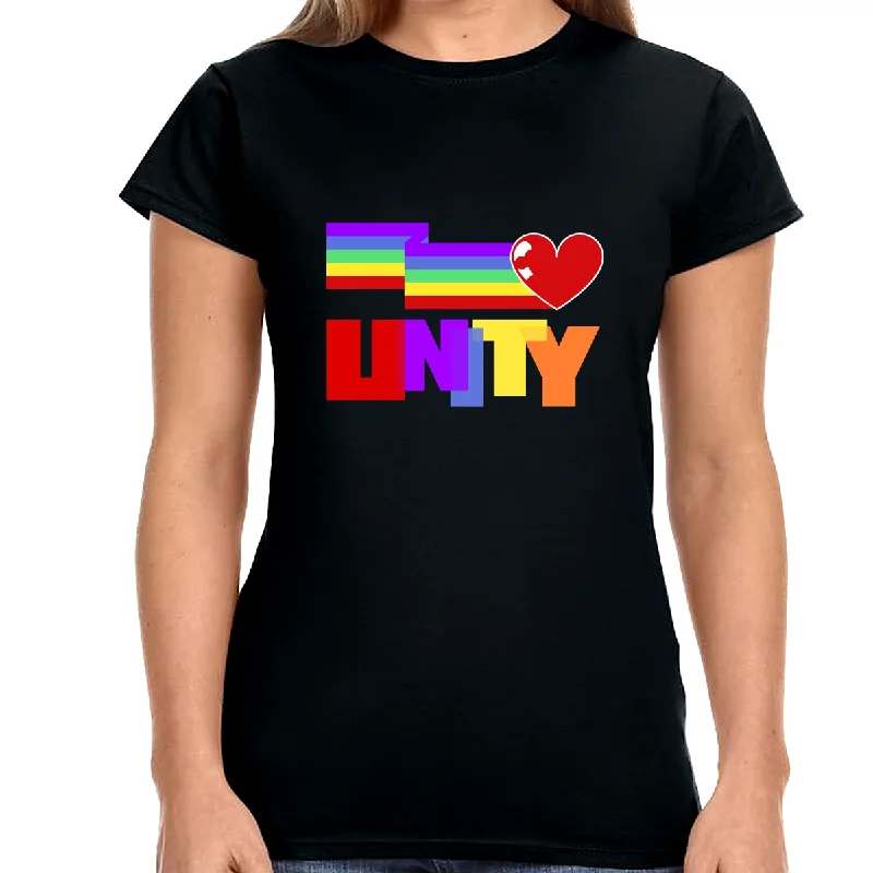 Unity LGBT Flag Gay Pride Month Transgender Rainbow Lesbian Shirts for Women Boxy Fit Fitted Loose