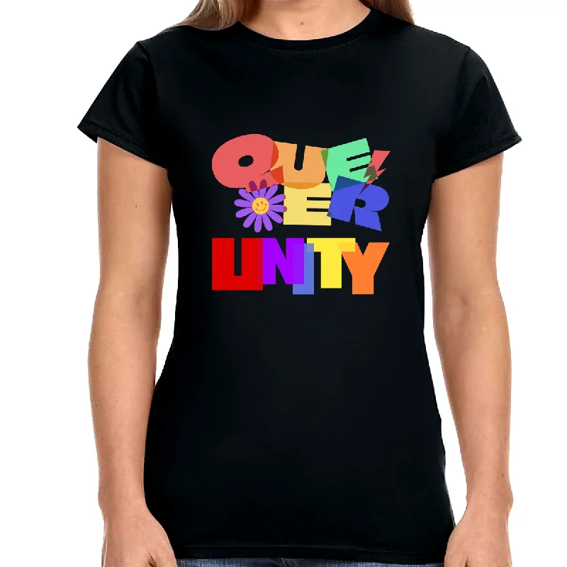 Unity LGBT Flag Lesbian Pride Month Transgender Rainbow Gay Shirts for Women Layered Multi-layer Single Layer