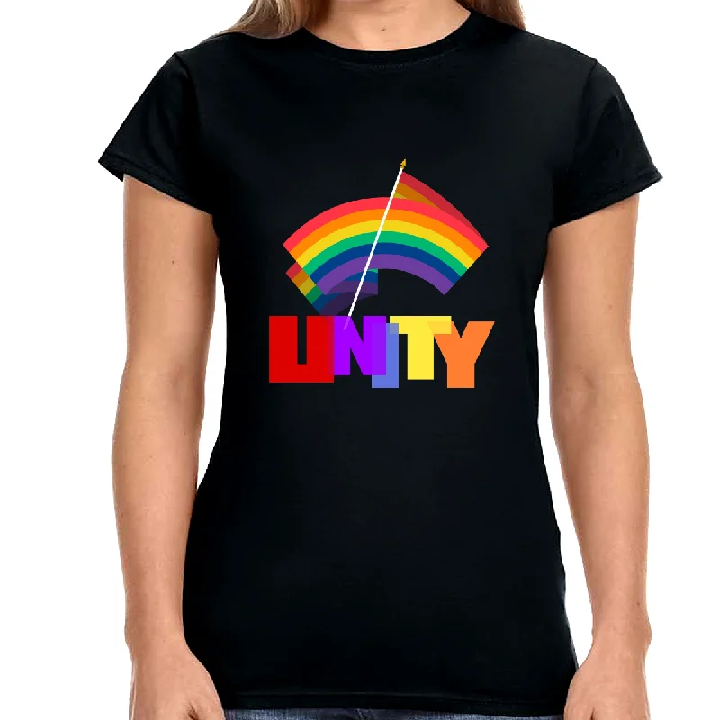 Unity LGBT Love Live Be Happy LGBT Flag Gay Pride Month Womens T Shirts Solid Color Striped Floral
